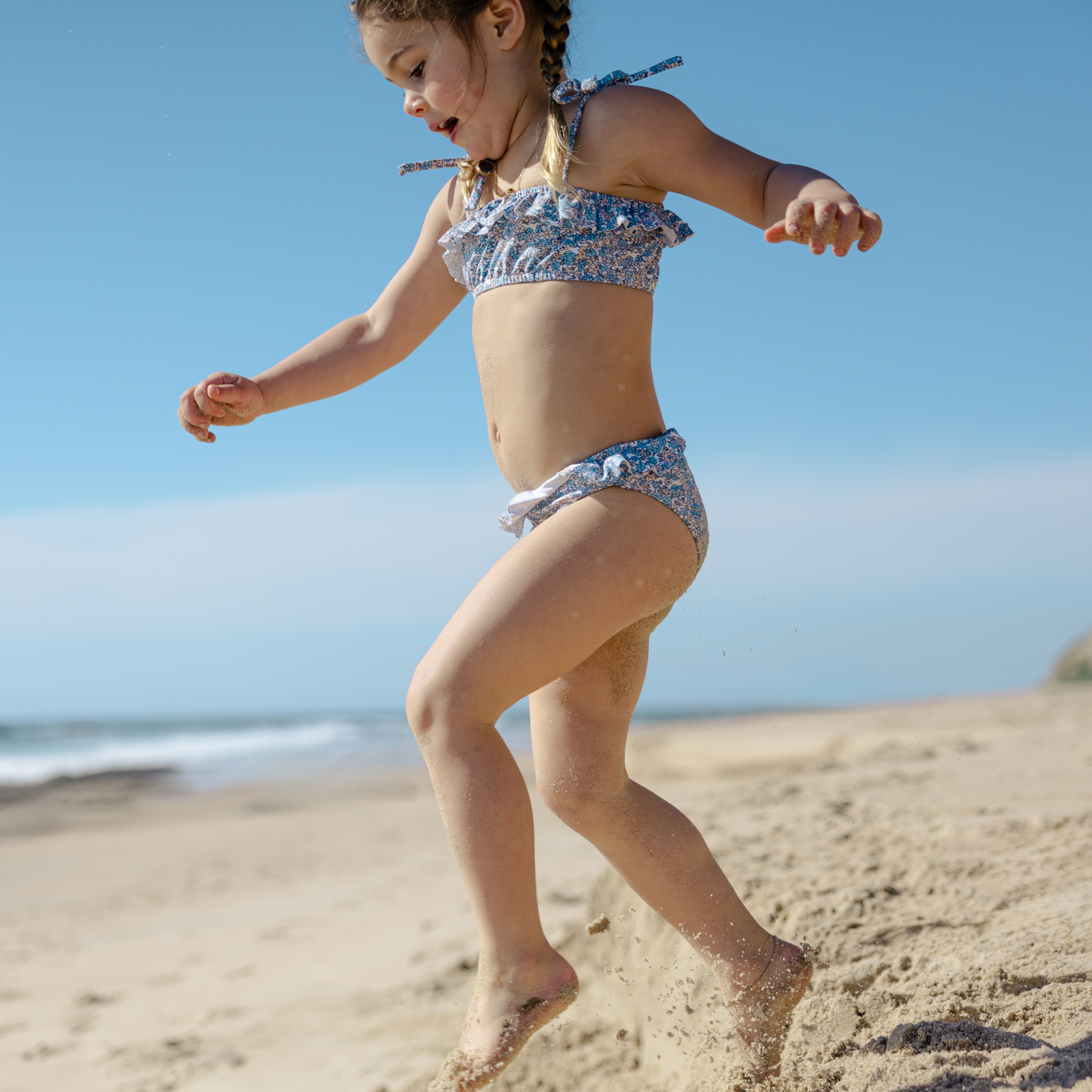 girls original slate floral bandeau bikini