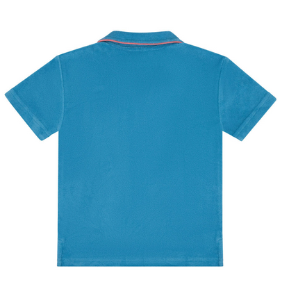 boys cerulean blue french terry polo