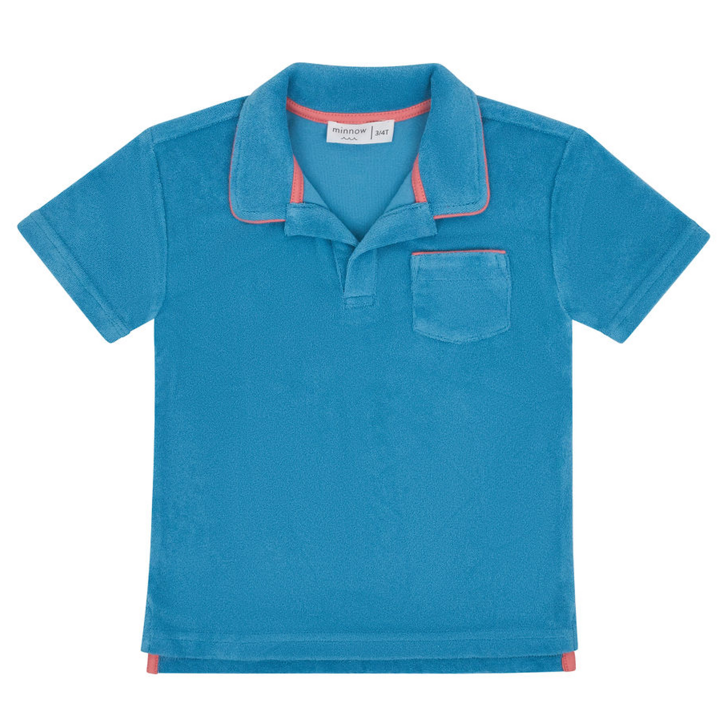boys cerulean blue french terry polo