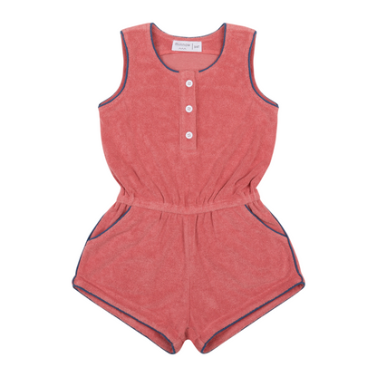 girls poppy red french terry romper