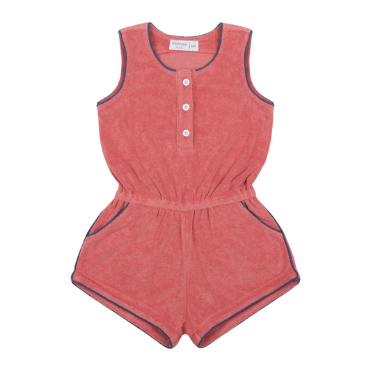 girls poppy red french terry romper