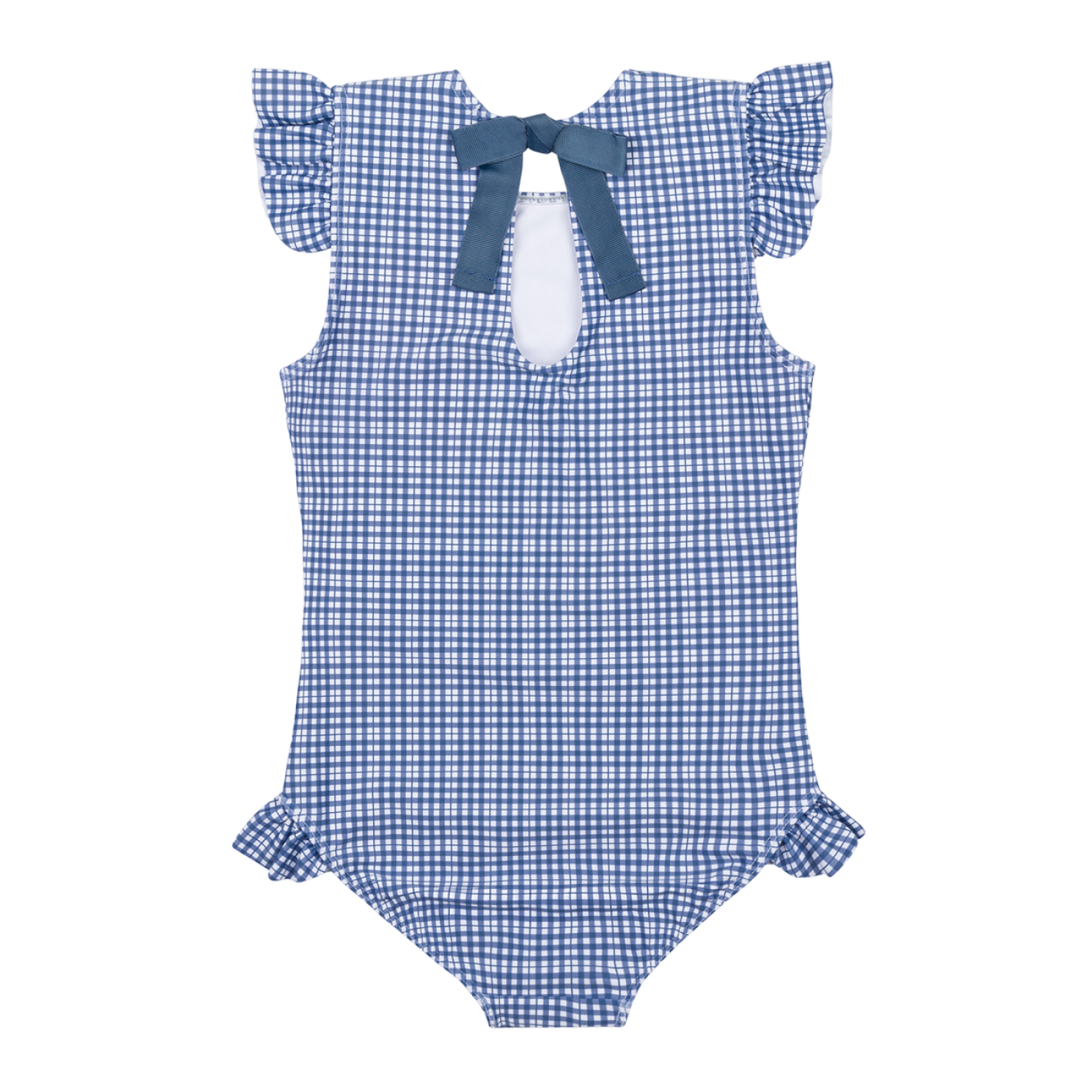 girls newport navy gingham ruffle cap sleeve one piece