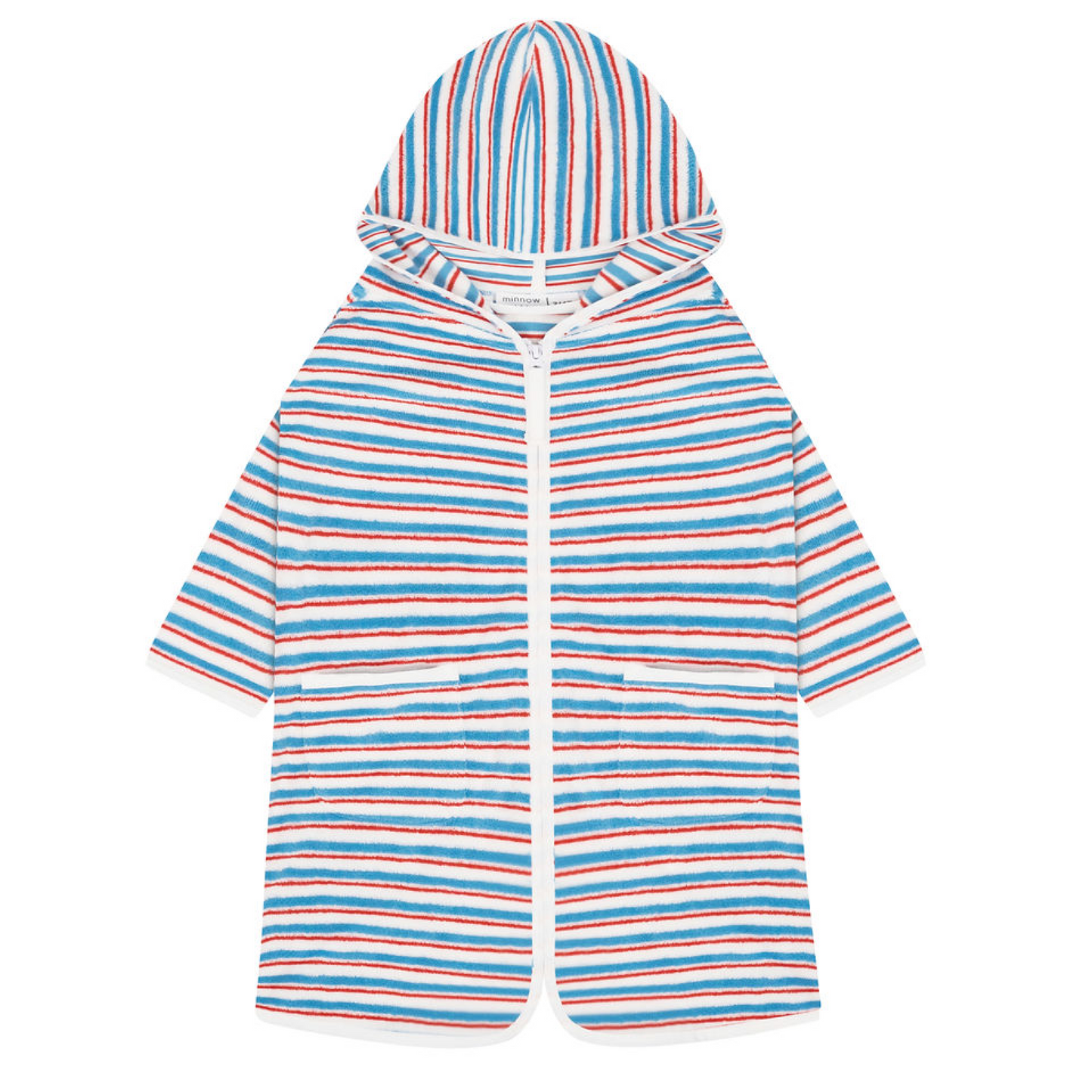 unisex jetty stripe french terry hooded zipper coverup