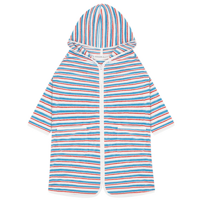 unisex jetty stripe french terry hooded zipper coverup