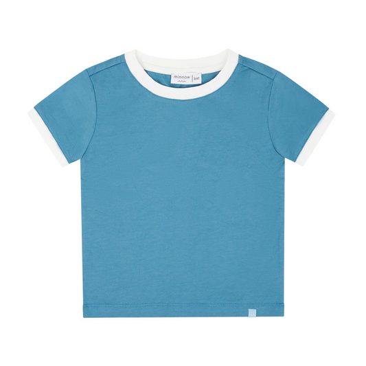 unisex cerulean blue ringer tee