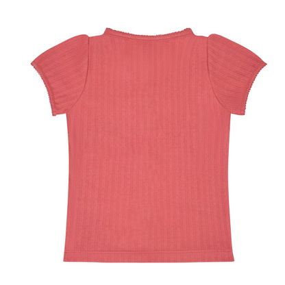 girls sailor red puff sleeve pointelle shirt