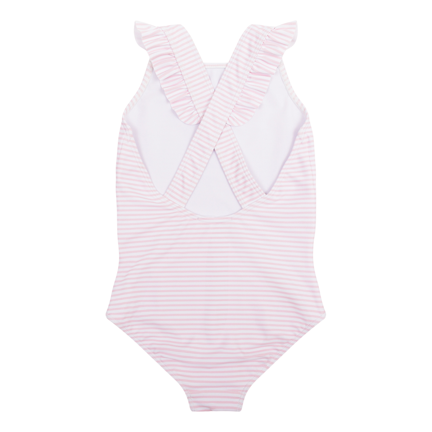 girls pink stripe crossover one piece