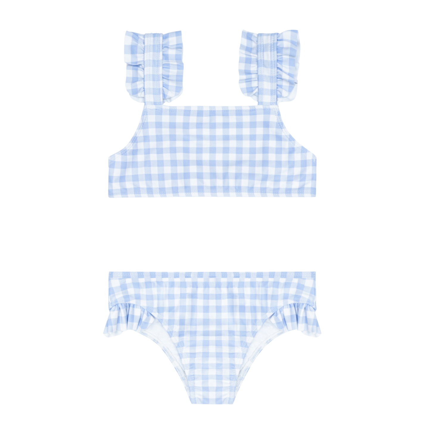 girls oasis blue gingham ruffle strap bikini