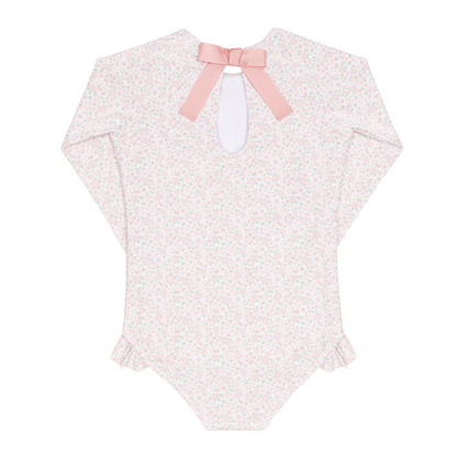 girls antique floral rashguard one piece