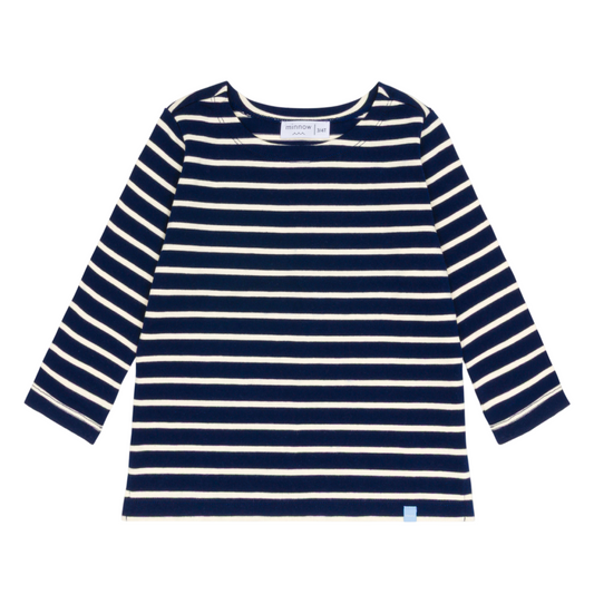 unisex navy and cream stripe long sleeve tee