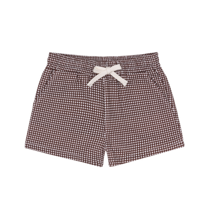 boys cocoa gingham ultra-soft twill short