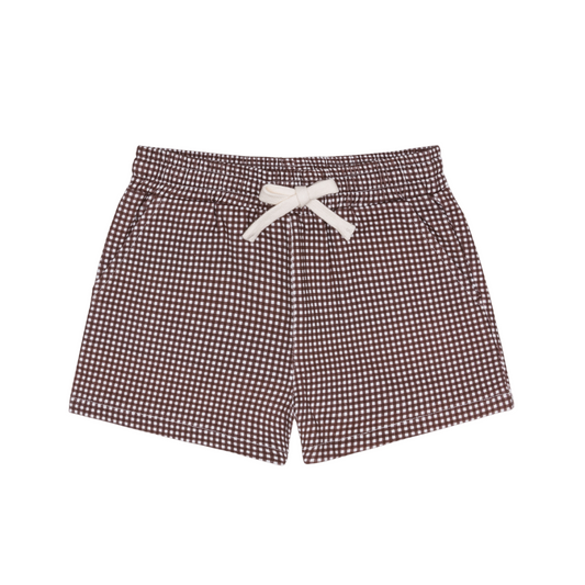 boys cocoa gingham ultra-soft twill short
