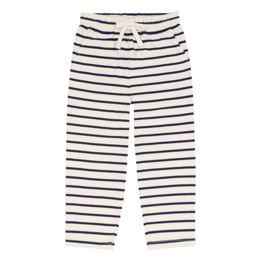 unisex cream and navy stripe pant