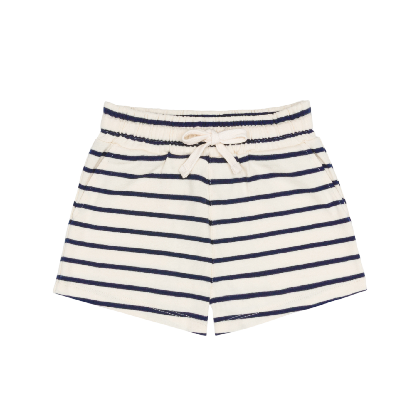 unisex cream and navy stripe short