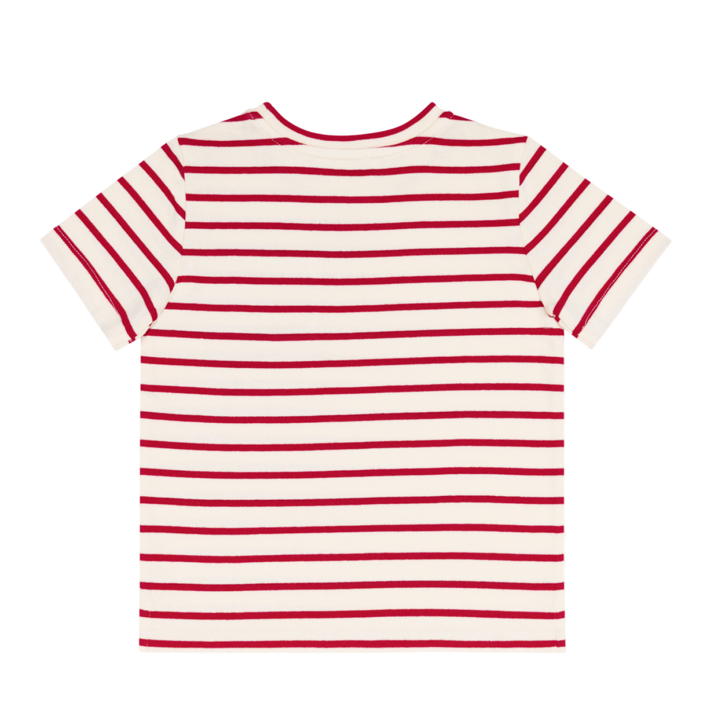 unisex cream and red stripe boatneck tee