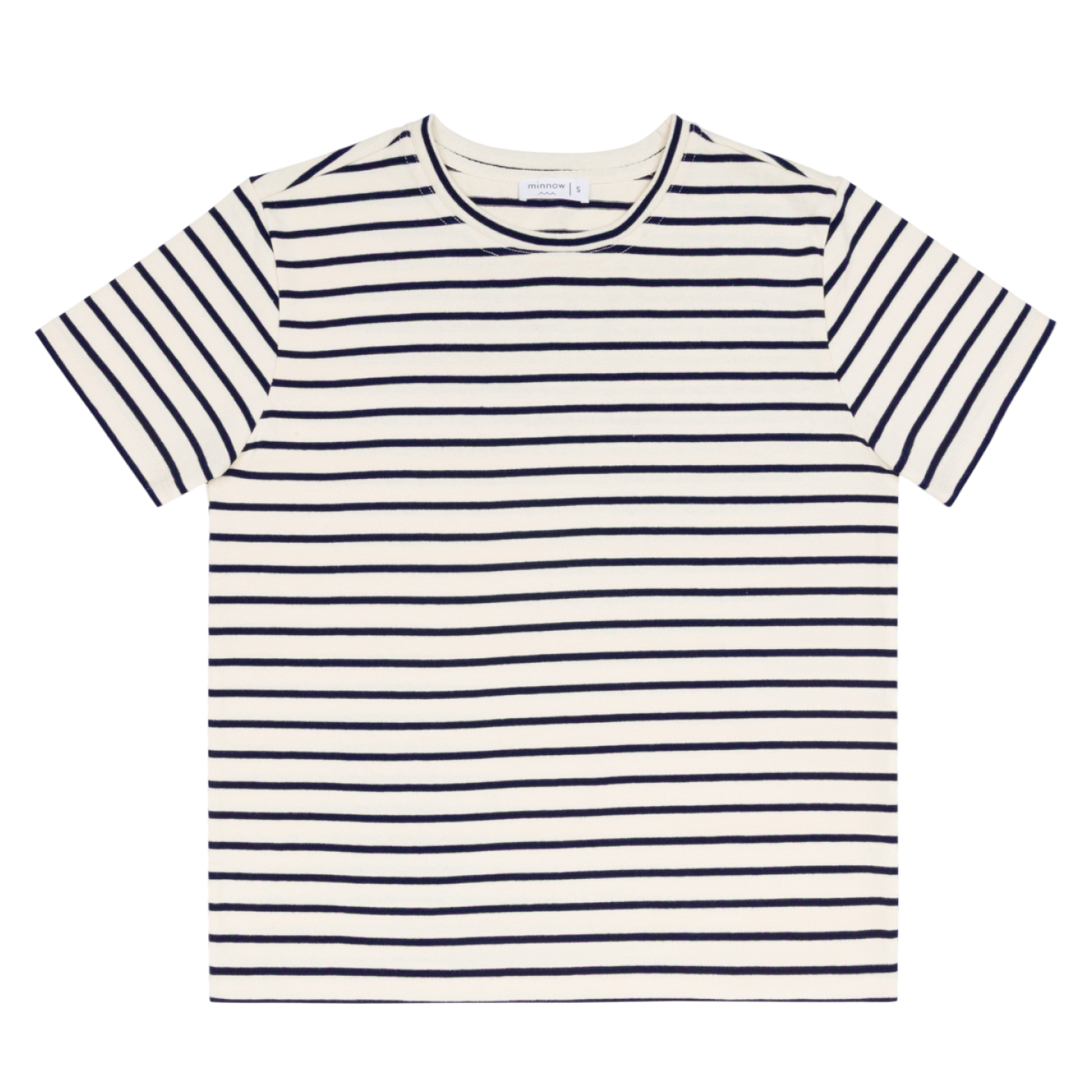 women's cream and navy stripe short sleeve tee