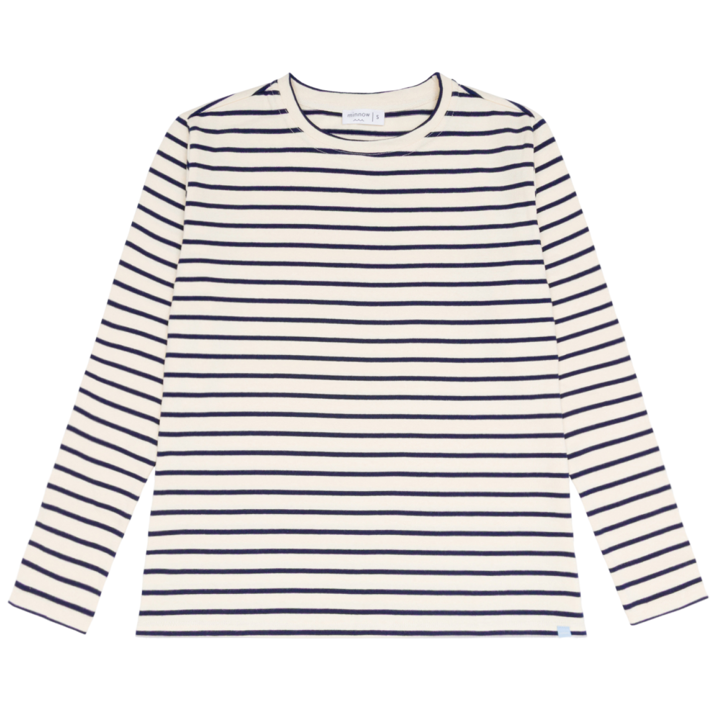 women's cream and navy stripe long sleeve tee
