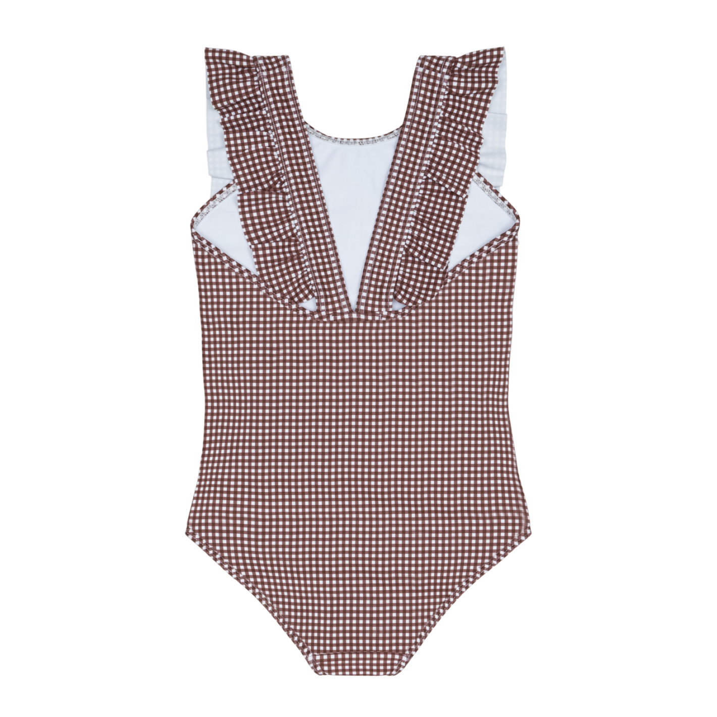 girls cocoa gingham ruffle one piece