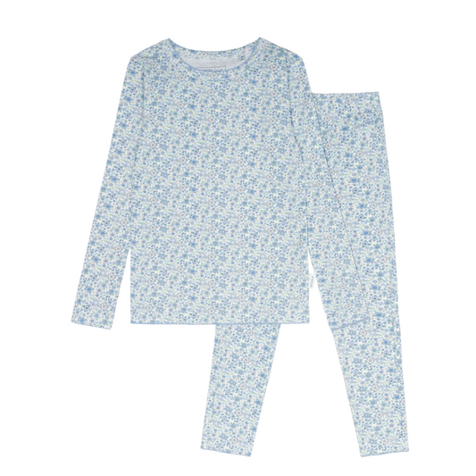 girls slate floral pima pajamas set