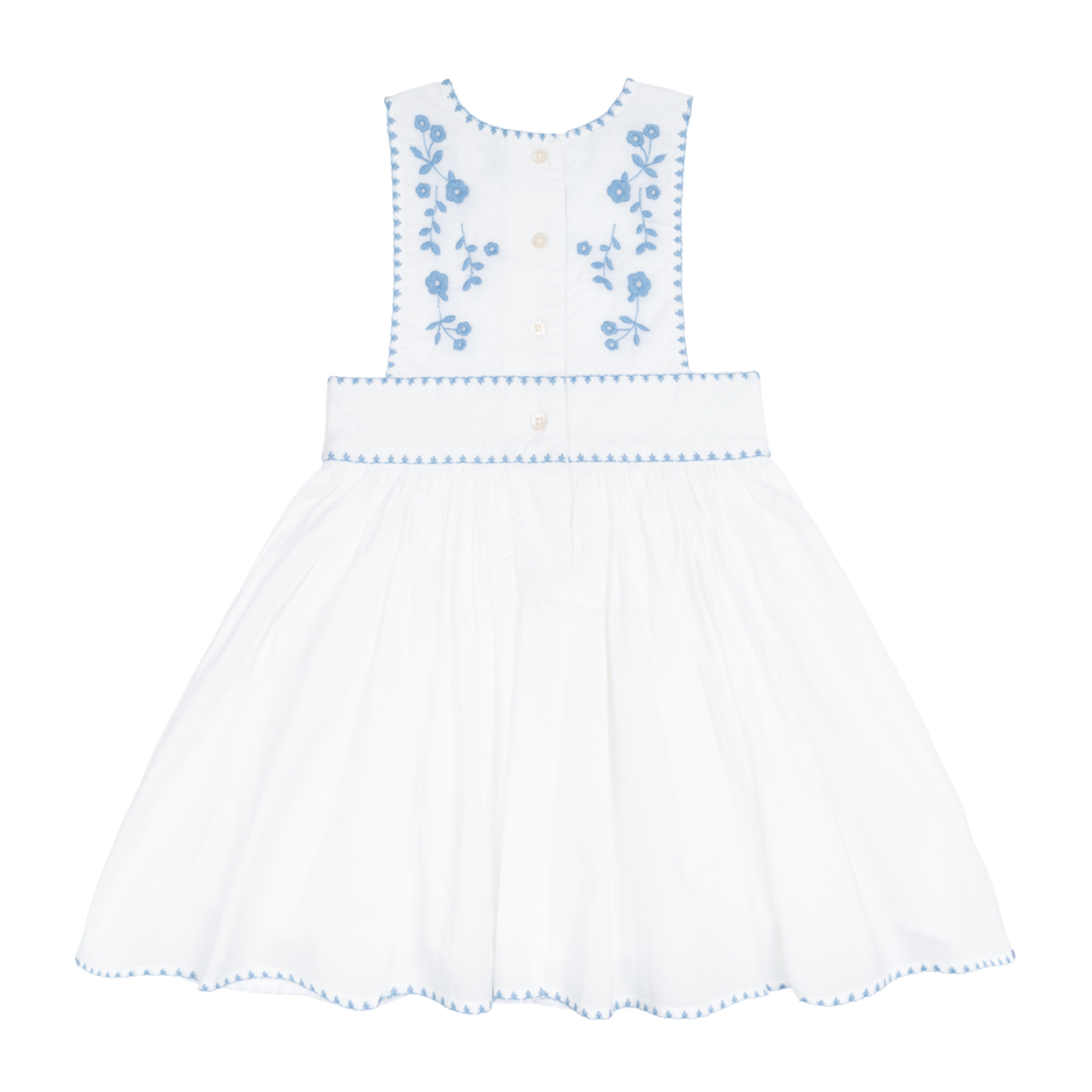 girls white embroidered pinafore dress