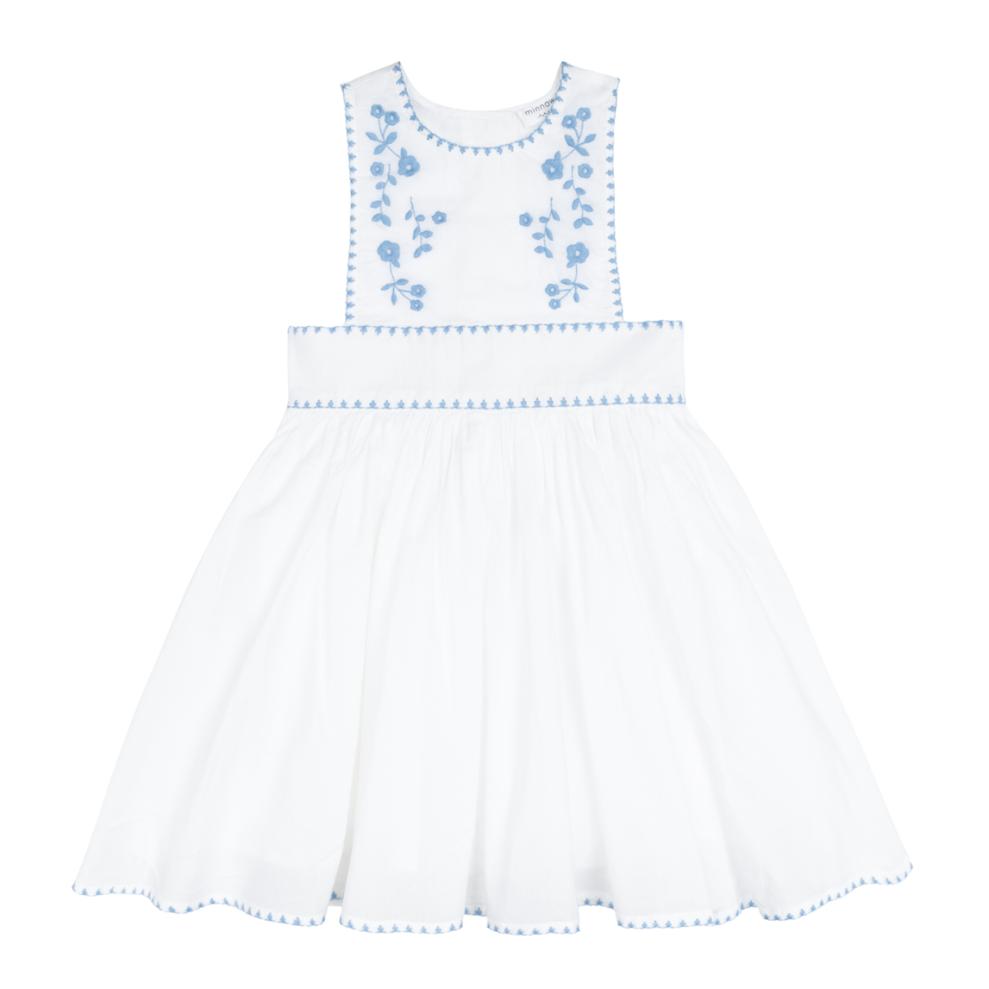 girls white embroidered pinafore dress