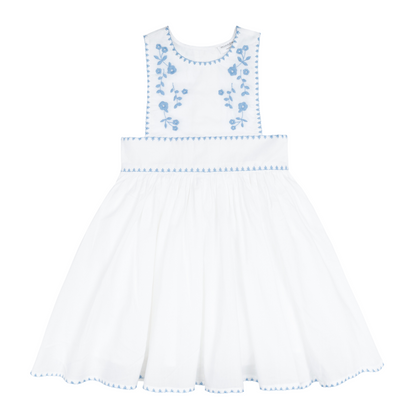 girls white embroidered pinafore dress