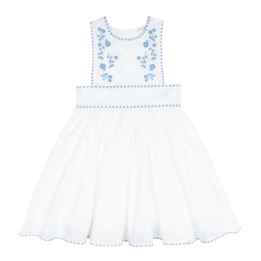 girls white embroidered pinafore dress