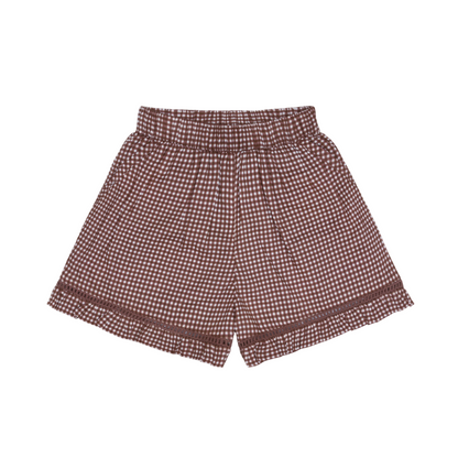 girls cocoa gingham ruffle shorts