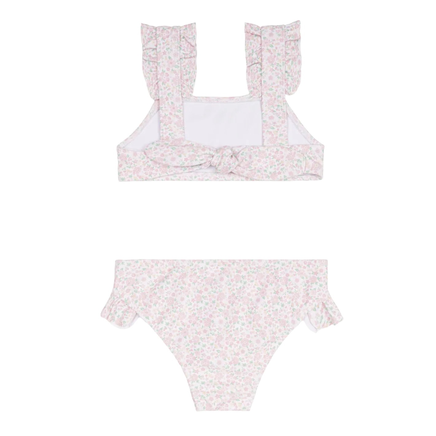 girls antique floral ruffle strap bikini