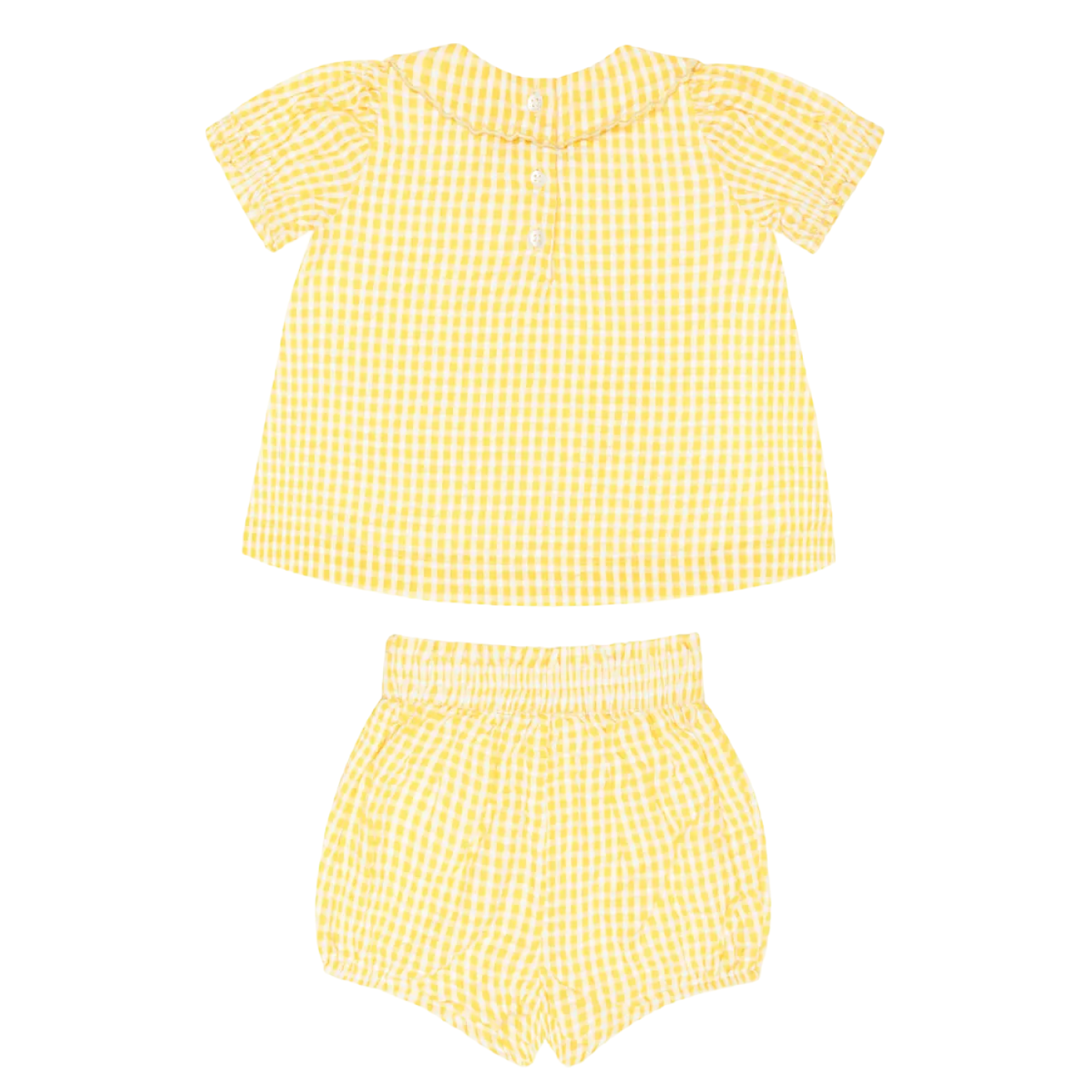 baby girls soleil gingham puff sleeve top and bloomer set