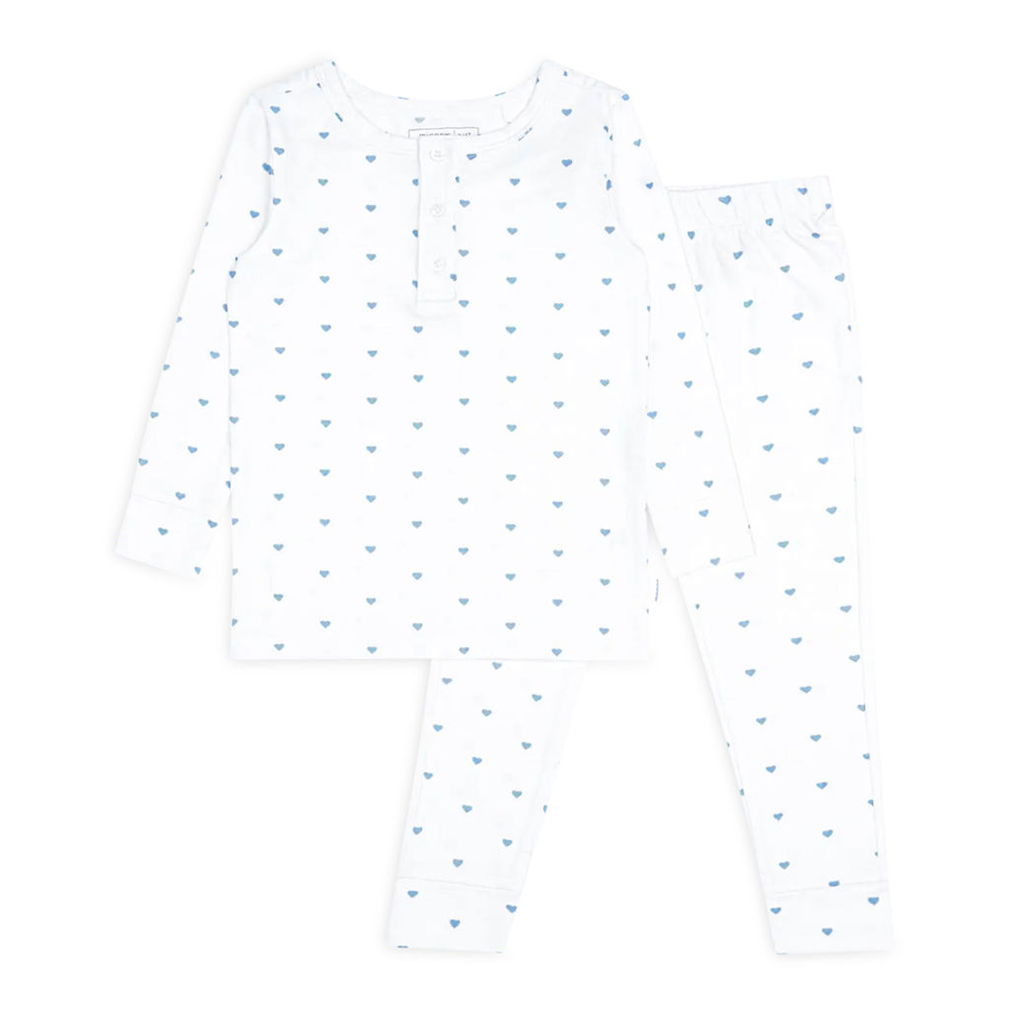 unisex blue heart pima pajamas set