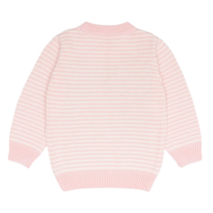 unisex pink and cream stripe knit sweater