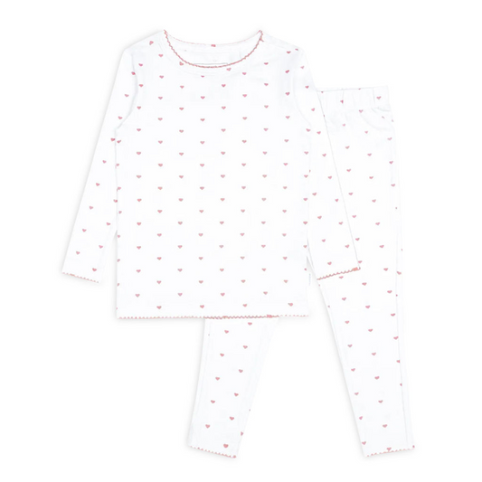 girls pink heart pima pajamas set
