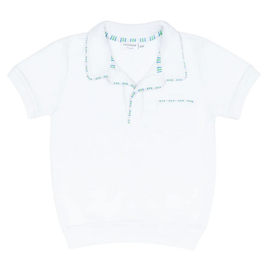 unisex shell white french terry polo