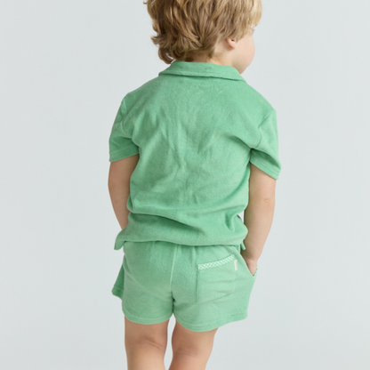 boys gustavia green french terry polo