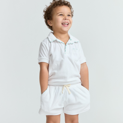 boys shell white french terry short