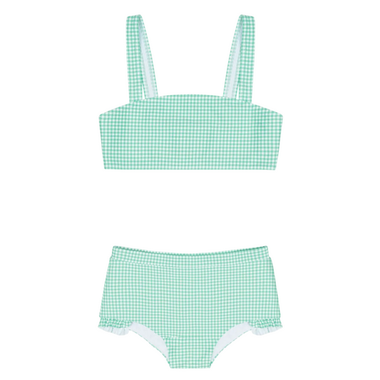 girls gustavia gingham bandeau bikini and swim shorts
