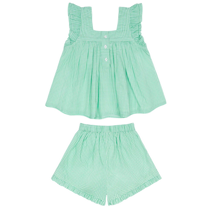 girls gustavia gingham ruffle top and short set