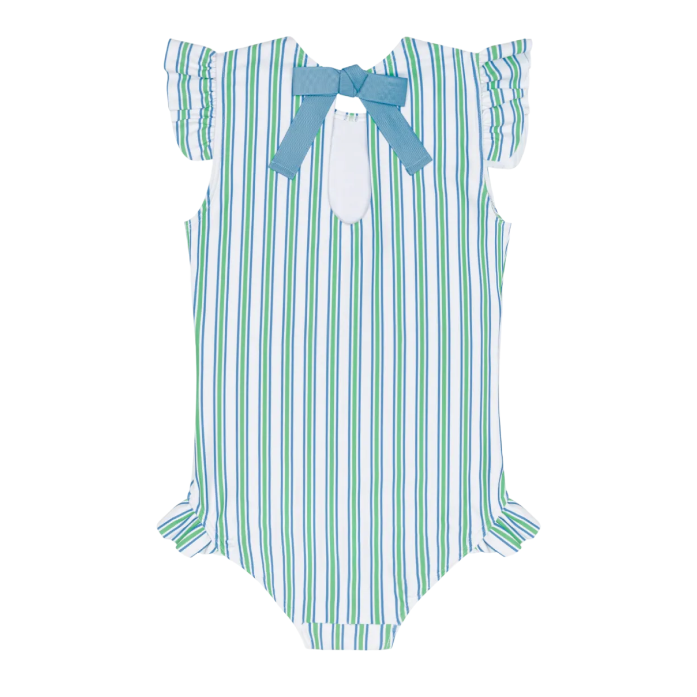 girls tamarin stripe ruffle cap sleeve one piece