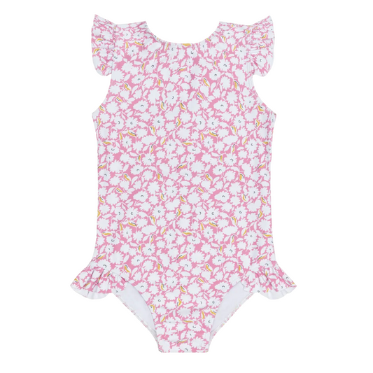 girls blush bloom ruffle cap sleeve one piece