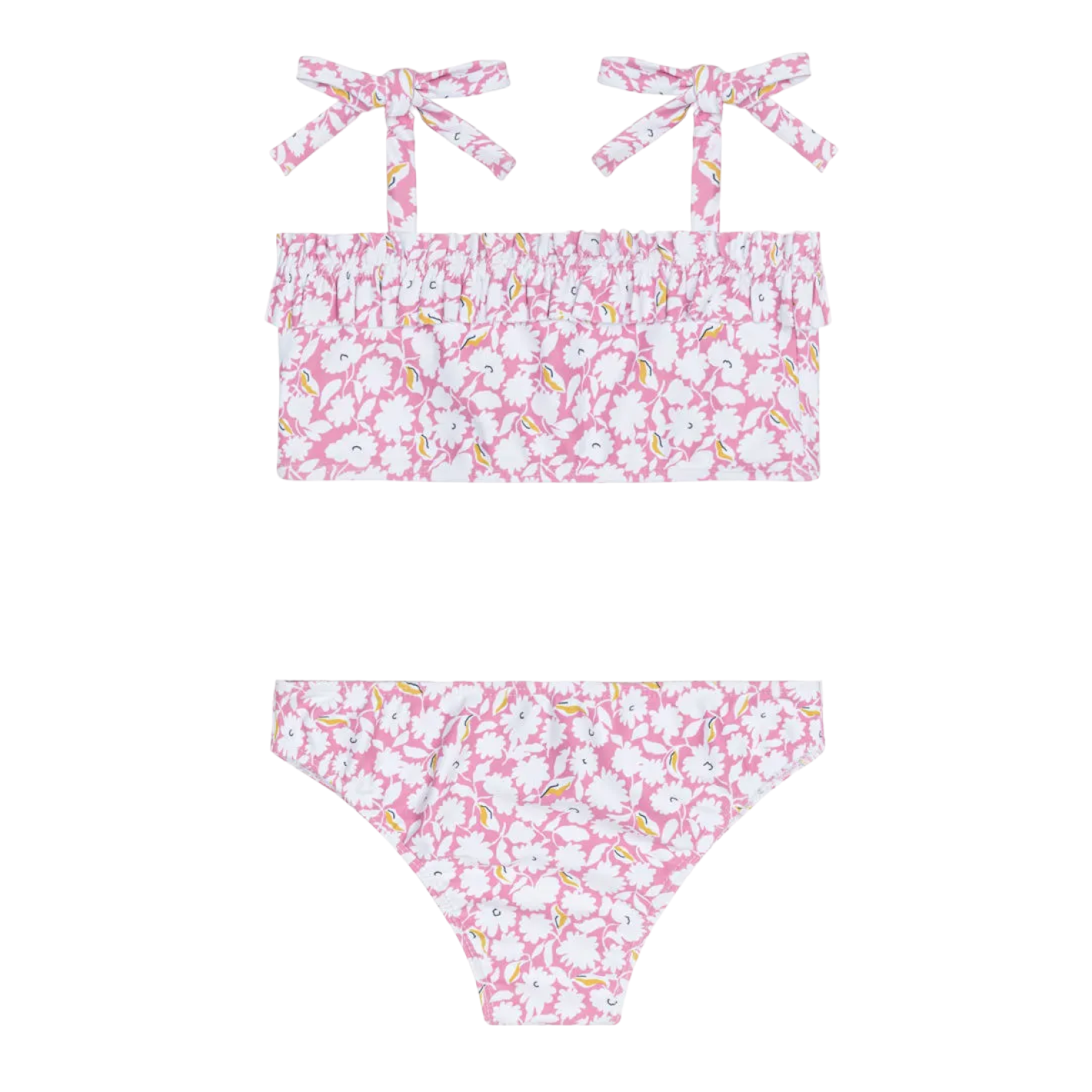 girls blush bloom ruffle bandeau bikini with tie straps
