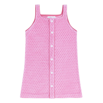 girls blush dot french terry button front dress