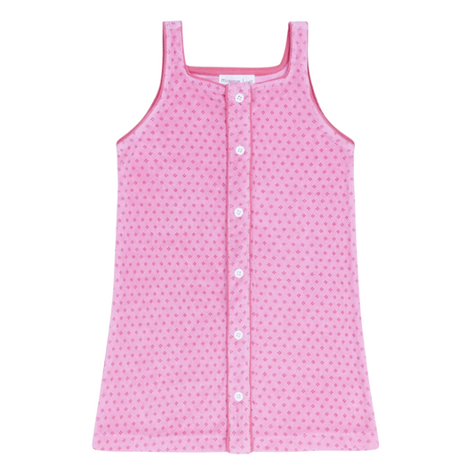 girls blush dot french terry button front dress