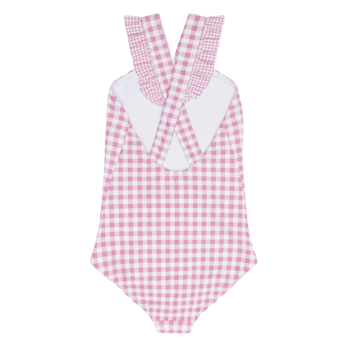girls blush gingham v-neck crossover one piece