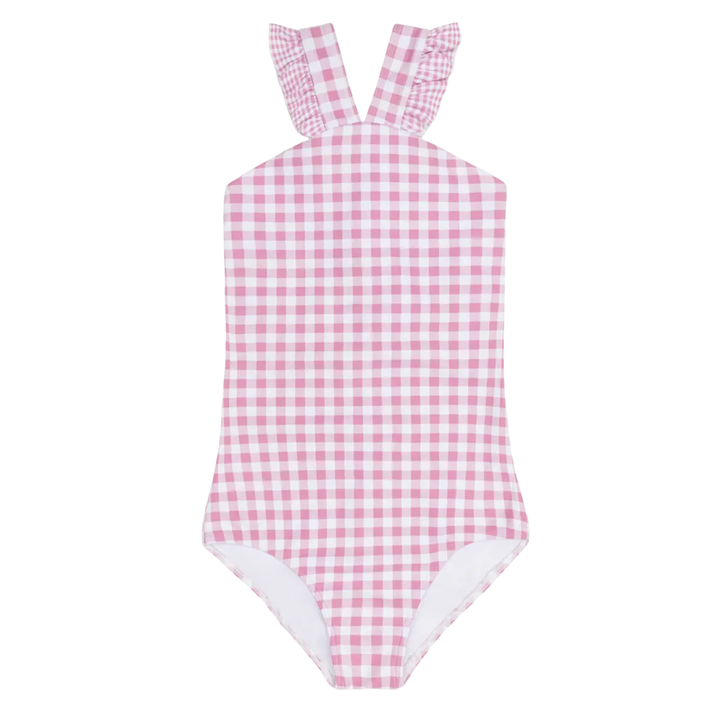 girls blush gingham v-neck crossover one piece