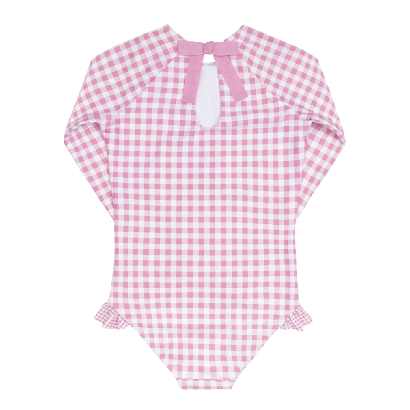 girls blush gingham rashguard one piece