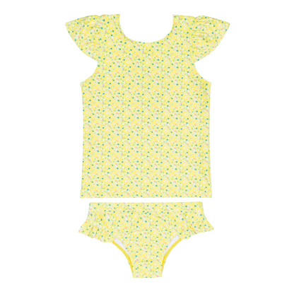 girls petite fleur cap sleeve rashguard set