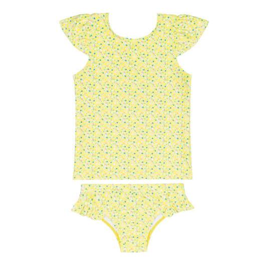 girls petite fleur cap sleeve rashguard set