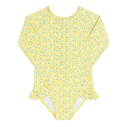 girls petite fleur front zip rashguard one piece