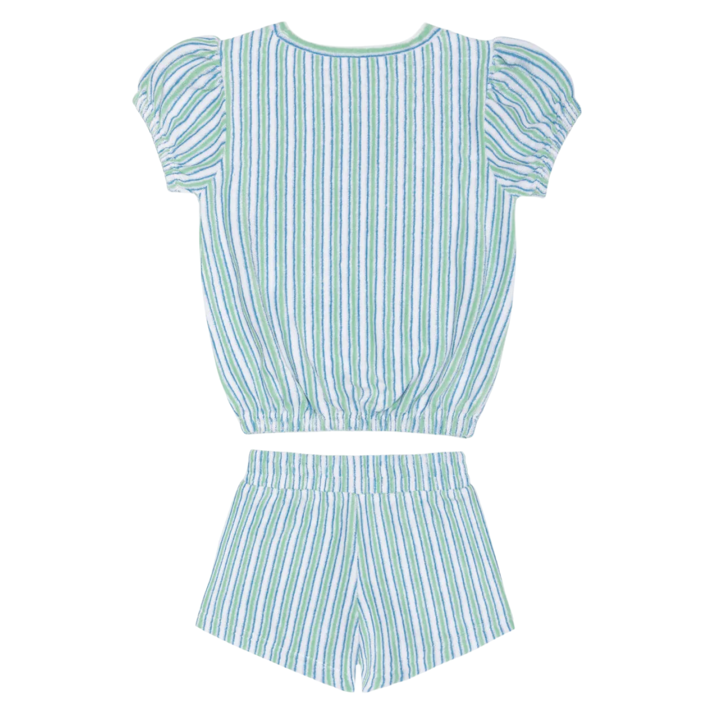 girls tamarin stripe french terry top and short set